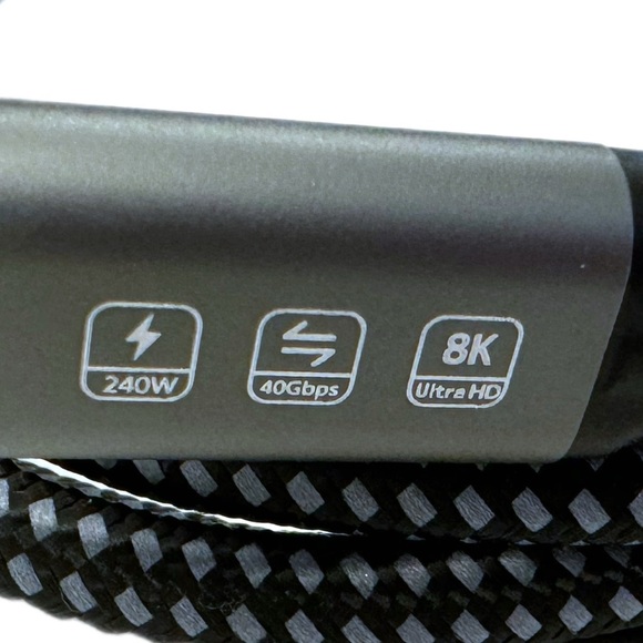 Thunderbolt 4 USB-C 240W Charging Cable 40Gbps Data 8K HD MacBook/Dell/Phone - Picture 2 of 4